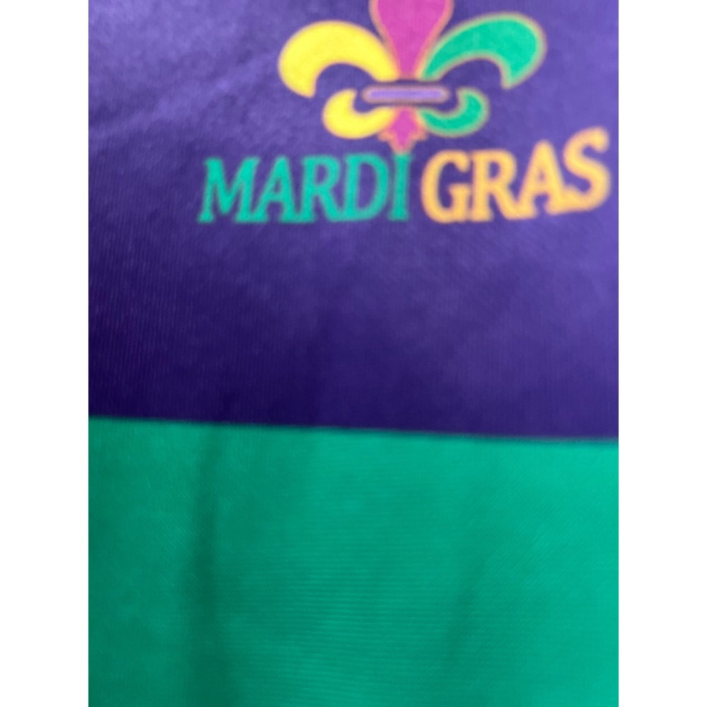 Mardi Gras‎ Hoodie Mens Medium Purple Green Gold Striped Fleur De Lis Pullover - Picture 3 of 8